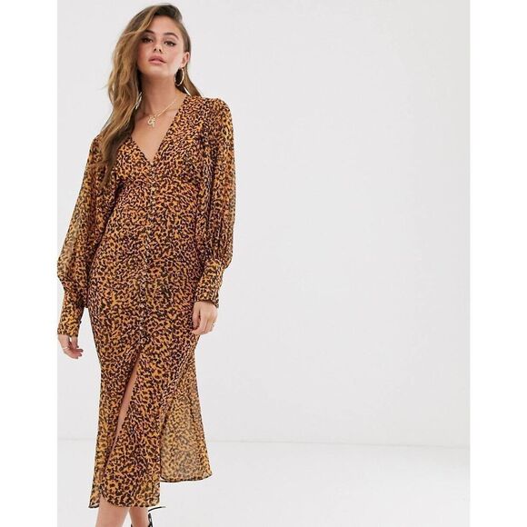 C/Meo Collective Apparent Long Sleeve Dress With An All Over Abstract Animal Pri - Picture 1 of 13